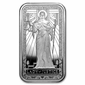 1 oz PAMP Lady of Justice .999 fine silver bar